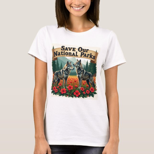 T-shirt Sauvez nos parcs nationaux Wolf (Devant)