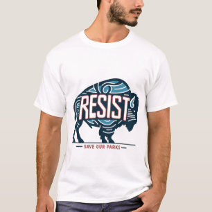 T-shirt Sauvez nos parcs Rétro Bison Résistez Environnemen