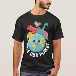 T-shirt Sauvez Notre Planète Dinosaur Jour des terres Enfa
