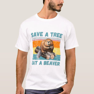 T-shirt Sauvez un arbre mangez un castor