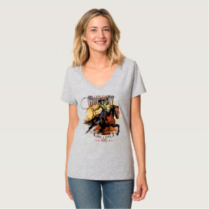 T-shirt Sauvez un cheval; Montez un cowboy   Femme col V