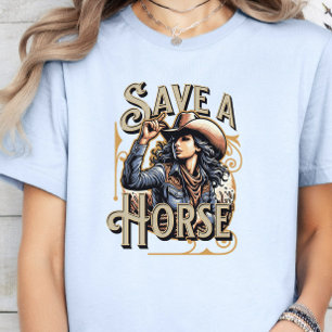 T-shirt Sauvez Un Cheval, Promenez un Cowboy, Garçon Fille