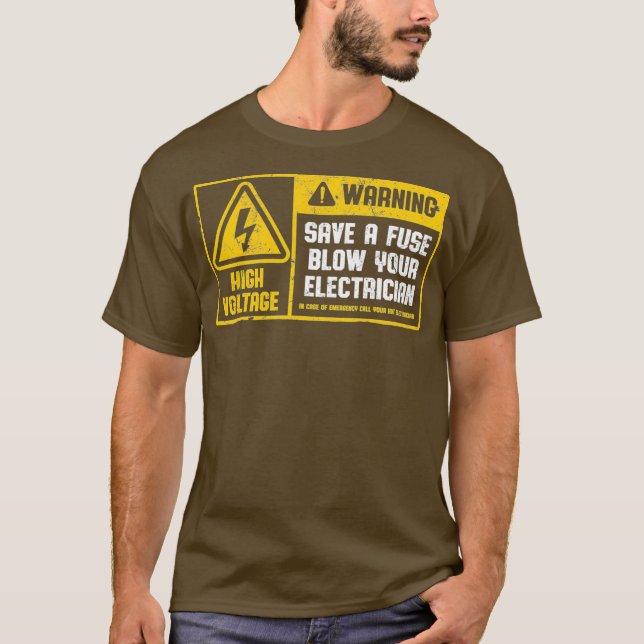 T-shirt Sauvez Un Fuse Blow Votre Electricien Drôle Linema (Devant)