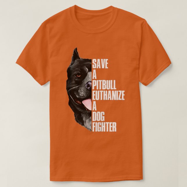 T-shirt Sauvez Un Pitbull Euthanasier Un Chien Fighter Zip (Design devant)