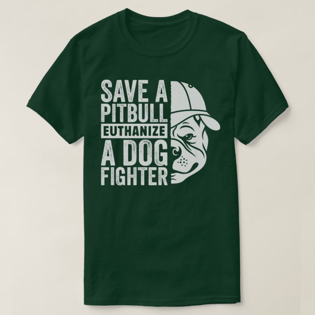 T-shirt Sauvez un Pitbull Euthanize un chien chasseur, Sec (Design devant)
