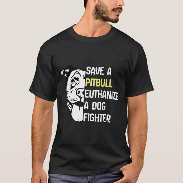 T-shirt Sauvez Un Pitbull Euthanize Un Cool De Combat De C (Devant)