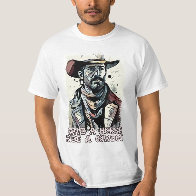 T-shirt Sauvez une balade à cheval un Cowboy Drôle des cha (Devant)