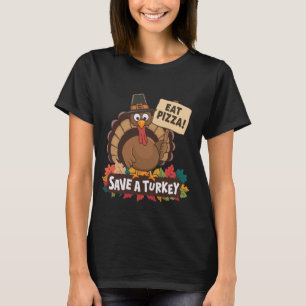 T-shirt Sauvez Une Turquie Mange Pizza Drôle Hommes D'Acti