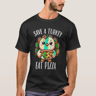 T-shirt Sauvez Une Turquie Mange Pizza Hommes Femmes Enfan