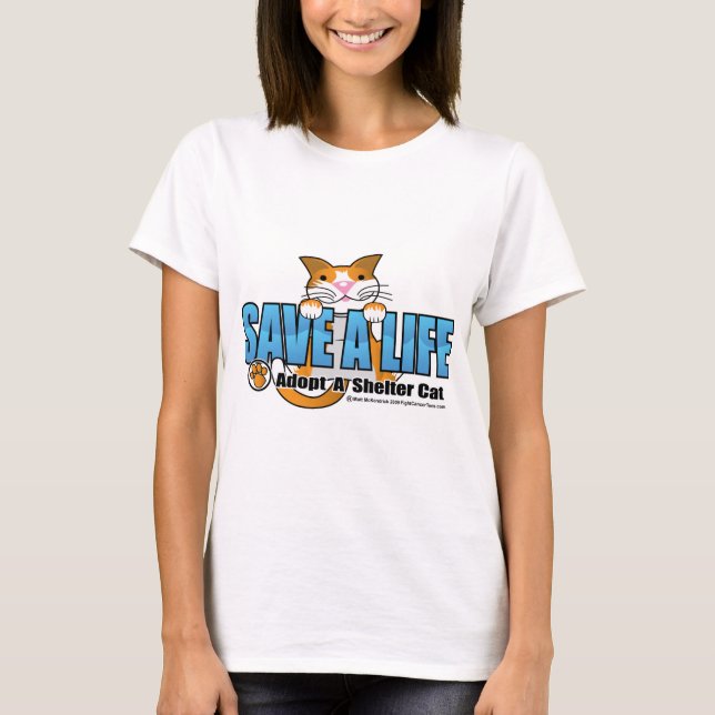 T-shirt Sauvez une vie : Adoptez un chat d'abri (Devant)
