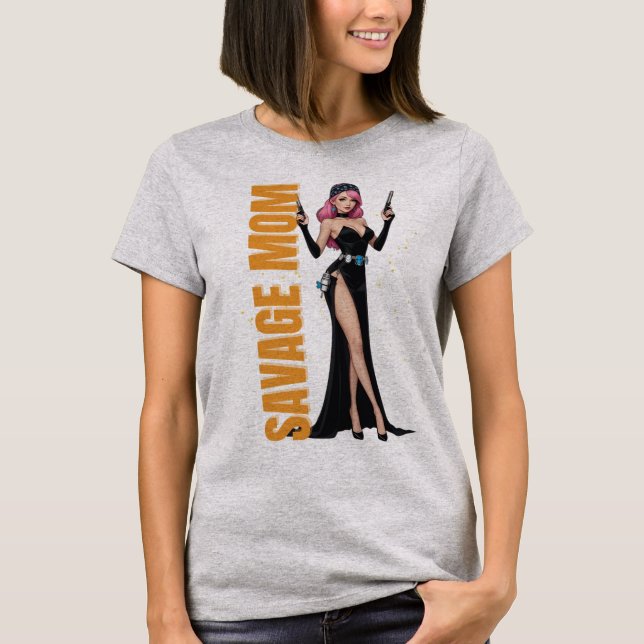T-shirt Savage Maman Graphic Tee | Cadeau Bold et Fierce M (Devant)