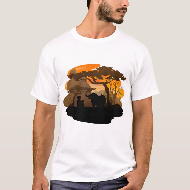 T-shirt Savanna Forest Silhouette Minimal Nature Art (Devant)