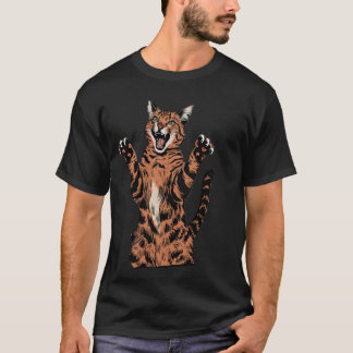 T-shirt Savannah Chat Drôle Design Roaring Serval Chat