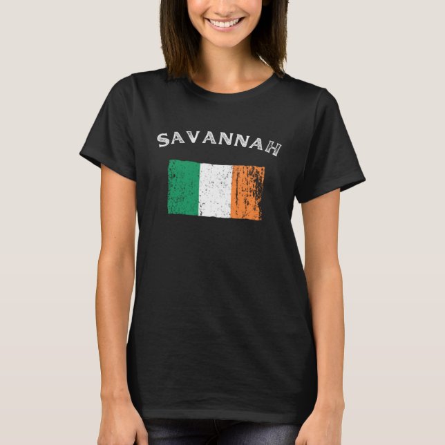 T-shirt SAVANNAH GEORGIA Irish American Flag Badge (Devant)