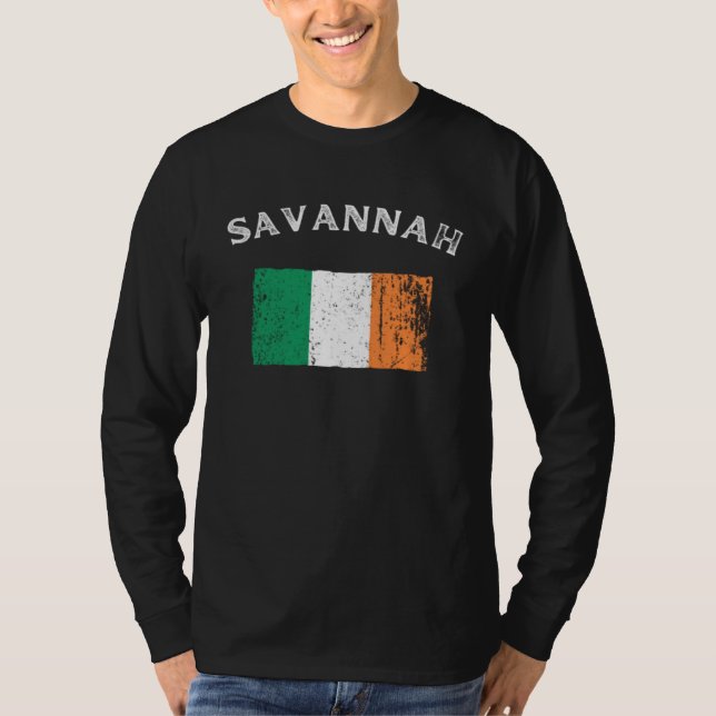 T-shirt SAVANNAH GEORGIA Irish American Flag Badge (Devant)