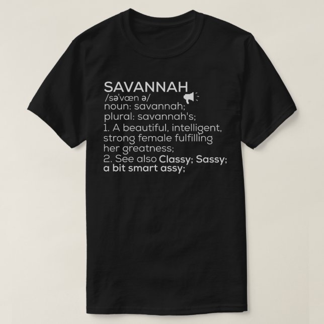 T-shirt Savannah Nom Savannah Définition Savannah Femme (Design devant)