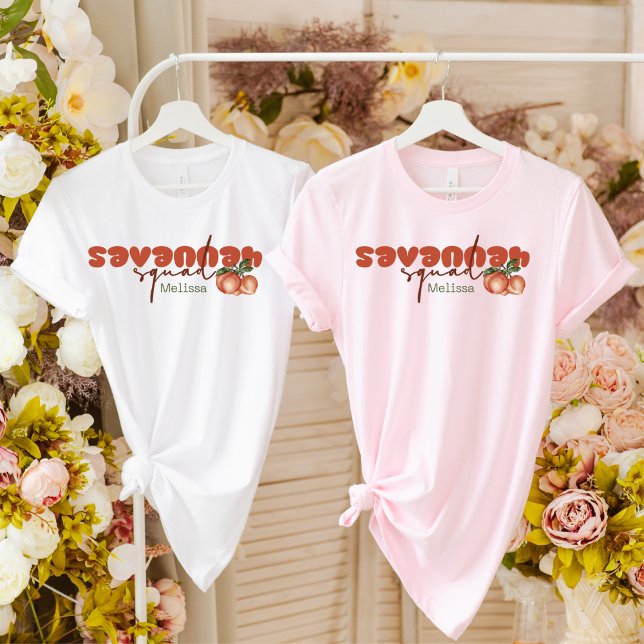 T-shirt Savannah Squad Peach Bridesmaid Bachelorette Rétro (Créateur téléchargé)