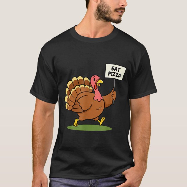T-shirt Save A Turkey, Eat Zza Funny Thanksgiving Design F (Devant)