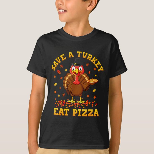T-shirt Save A Turkey Eat Zza Funny Thanksgiving Men Women (Devant)