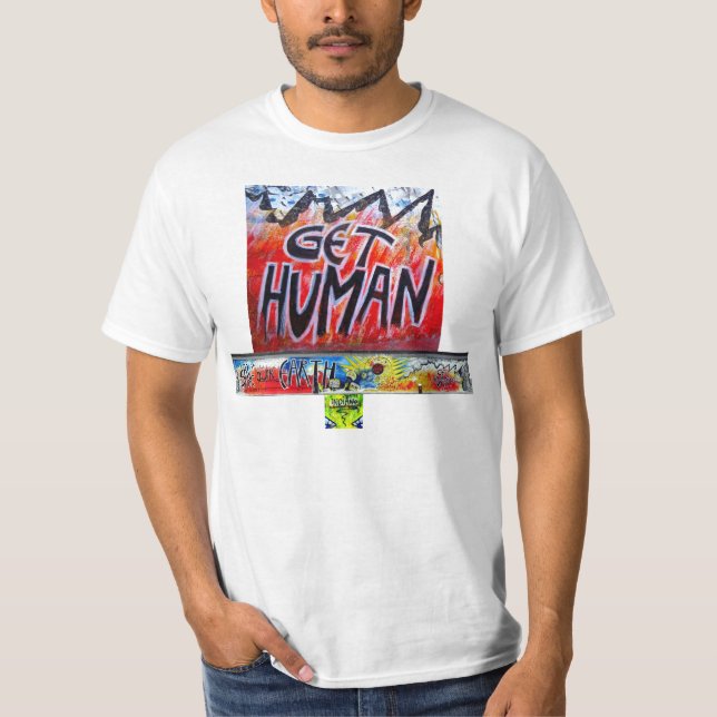 T-shirt SAVE OUR EARTH GET HUMAN BERLIN WALL By Indiano (Devant)