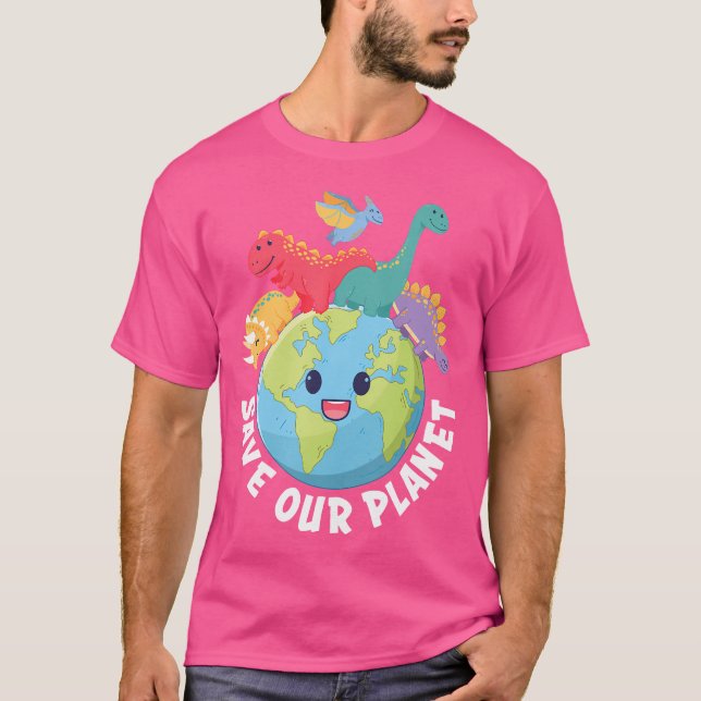 T-shirt Save Our Planet Dinosaur Jour des terres 2024 Enfa (Devant)