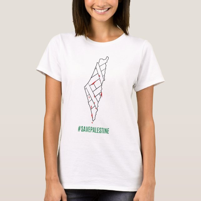 T-shirt Save Palestine saigned map - Liberté pour Palestin (Devant)