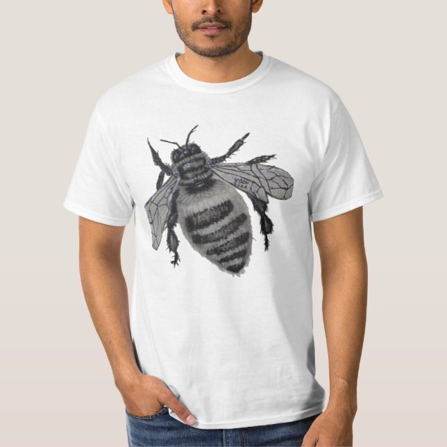 T-shirt Save the Bees: Realistic Hand-Drawn Honey Bee Art (Devant)
