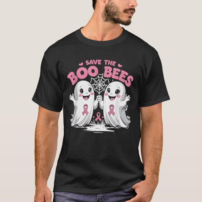 T-shirt Save The Boobees Boo Bees Breast Cancer Halloween  (Devant)
