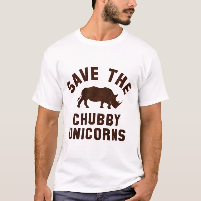 T-shirt Save the Chubby Unicorns Funny Rhino Graph (Devant)