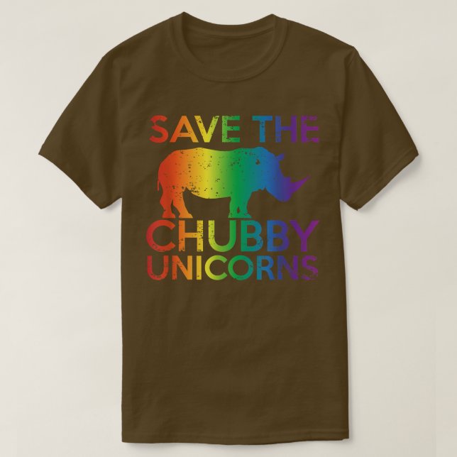 T-shirt Save The Chubby Unicorns Rainbow Rhinos  (Design devant)