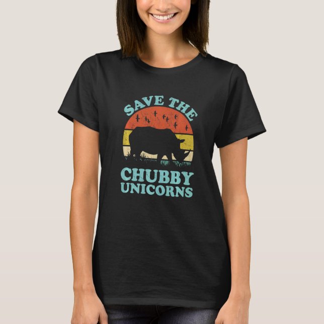 T-shirt Save The Chubby Unicorns Rhino  Animal Rights Acti (Devant)