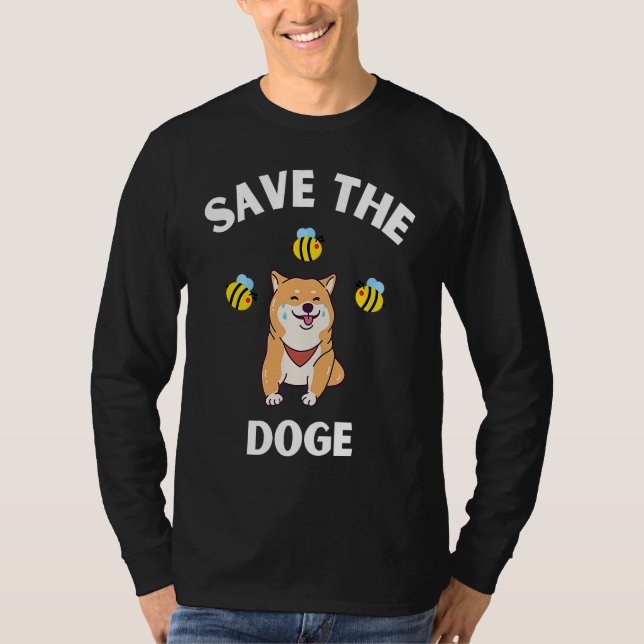 T-shirt Save The Doge Cute Doge With Bees Gamer Gaming (Devant)
