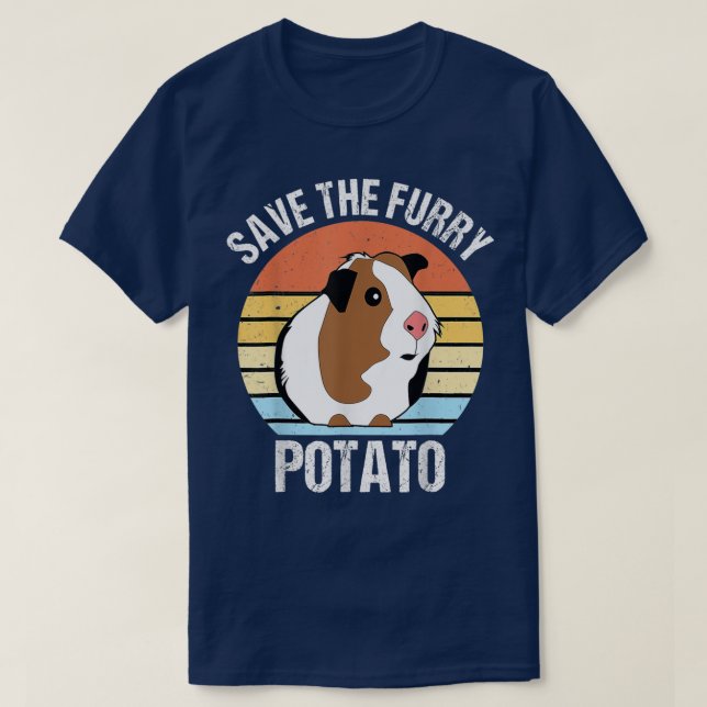 T-shirt Save the fluffy potato Funny guinea pig  (Design devant)