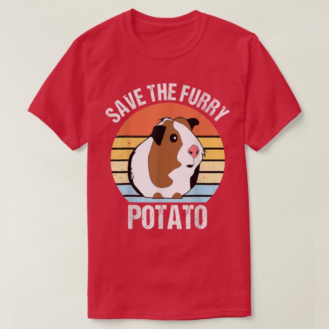 T-shirt Save the fluffy potato Funny guinea pig  (Design devant)