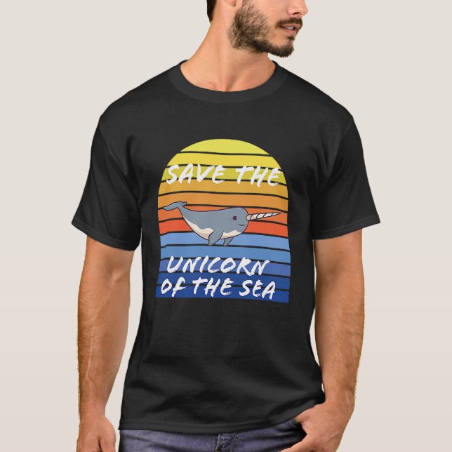 T-shirt Save the narwhal  the ocean unicorn Cute narwhal (Devant)