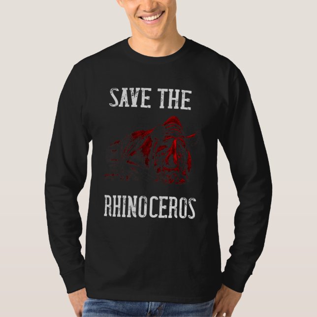 T-shirt Save The Rhinoceros Wildlife Animal Rights Rhinos  (Devant)