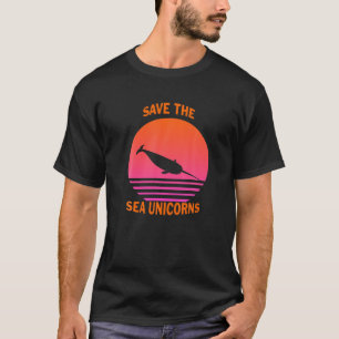 T-shirt Save the Sea Unicorns Retro Narwhal
