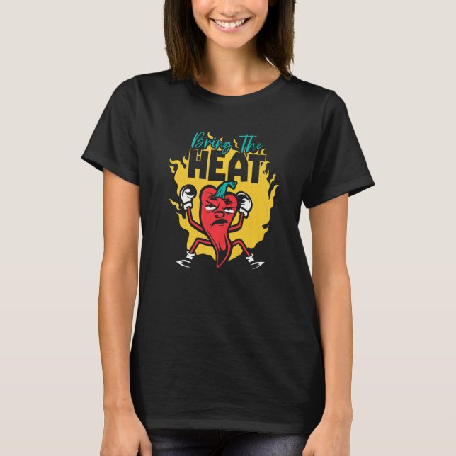 T-shirt Saveur Chili Apporte La Chaleur Nourriture Épicée  (Devant)