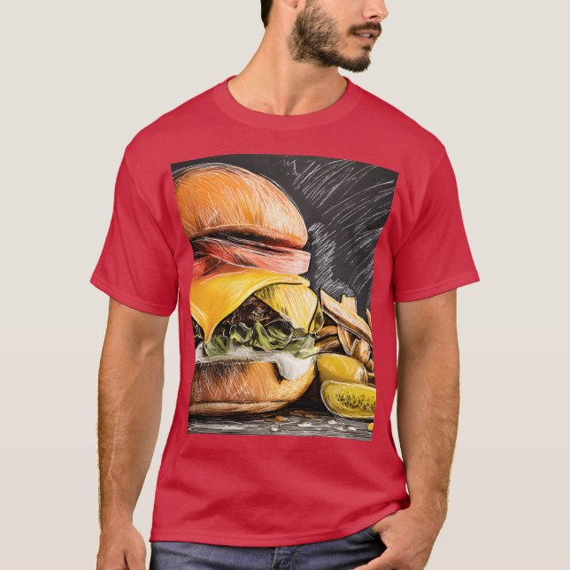 T-shirt Savor a Juicy Cheeseburger with Fresh Veggies frie (Devant)
