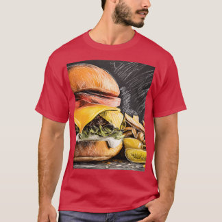 T-shirt Savourer un cheeseburger juteux avec des légumes f