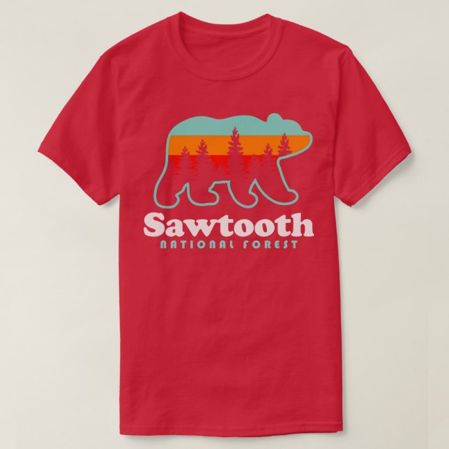 T-shirt Sawtooth National Forest Camping Idaho Randonnées  (Design devant)