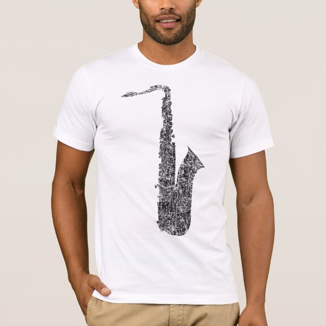 T-shirt saxophone affligé (Devant)