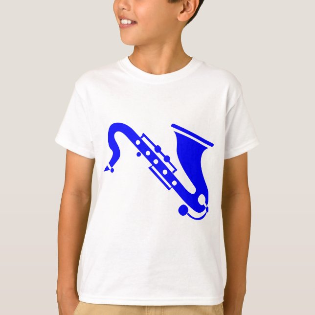 T-shirt Saxophone - Bleu (Devant)