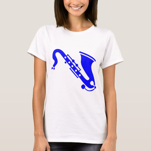 T-shirt Saxophone - Bleu (Devant)