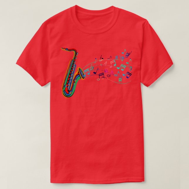 T-shirt Saxophone coloré du mélomane (Design devant)