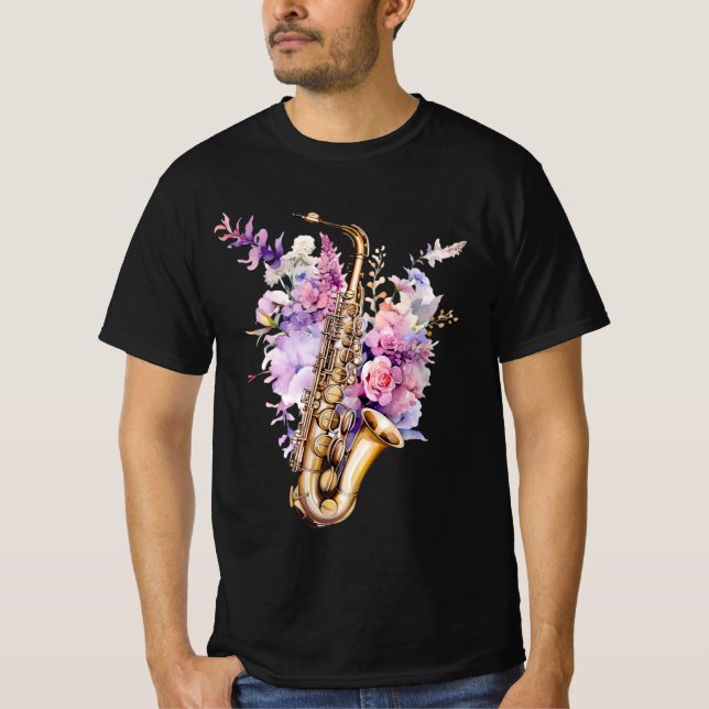 T-shirt Saxophone- Colorful graffiti  (Devant)