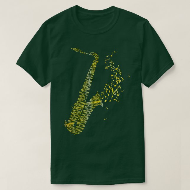 T-shirt Saxophone créatif Art Mélange Jaune (Design devant)
