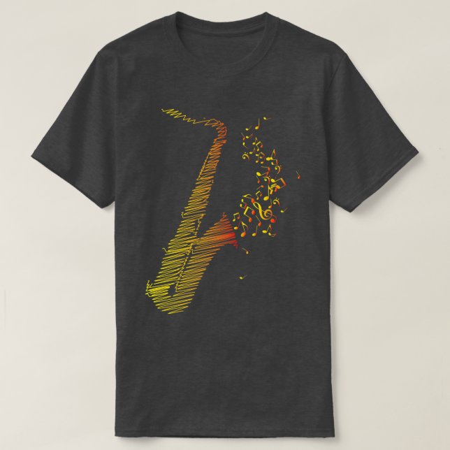 T-shirt Saxophone créatif Art Orange Mix (Design devant)