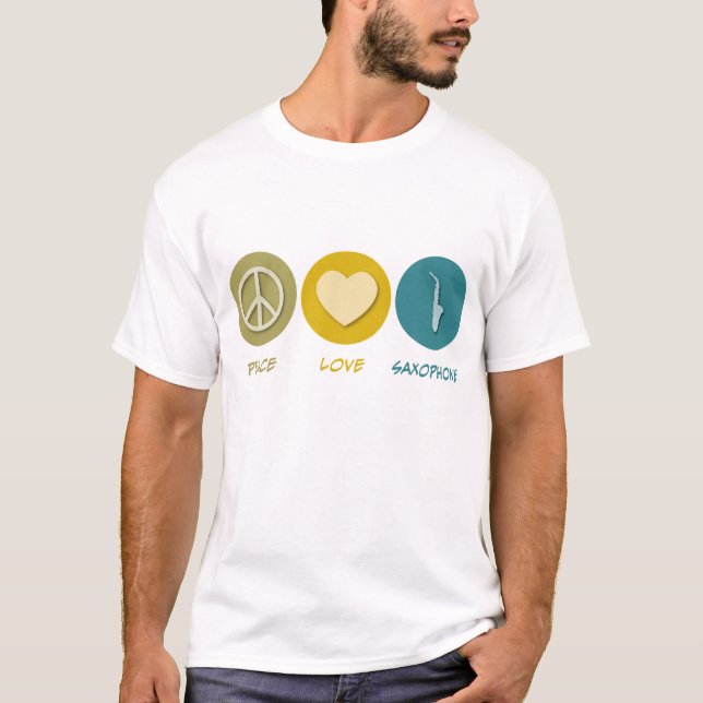 T-shirt Saxophone d'amour de paix (Devant)