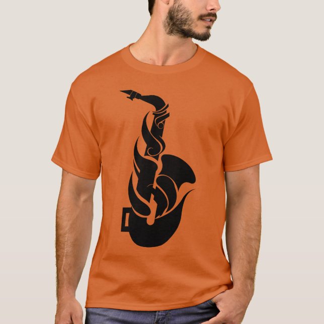 T-shirt Saxophone de dessin animé rétro (Devant)